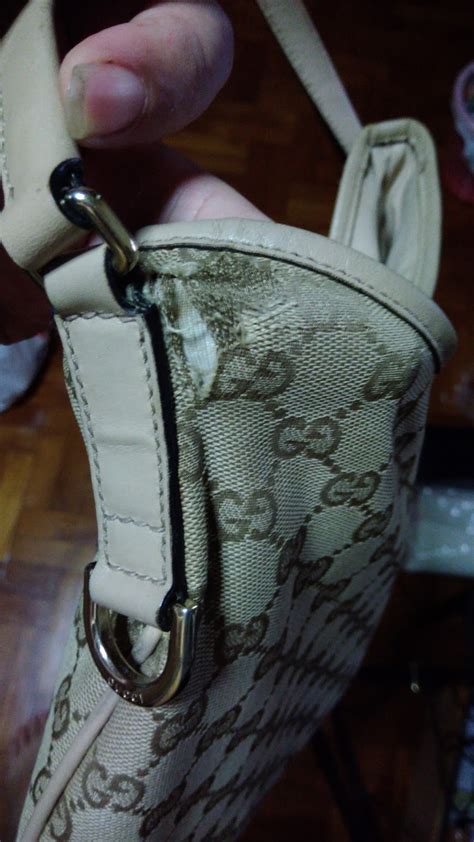 fabric handbags repair frayed corner gucci|gucci handbags repair.